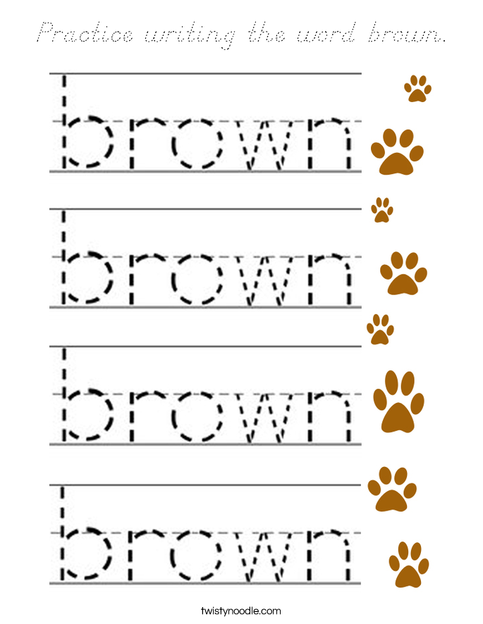 Practice writing the word brown. Coloring Page