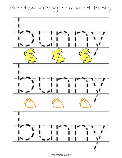 Practice writing the word bunny. Coloring Page