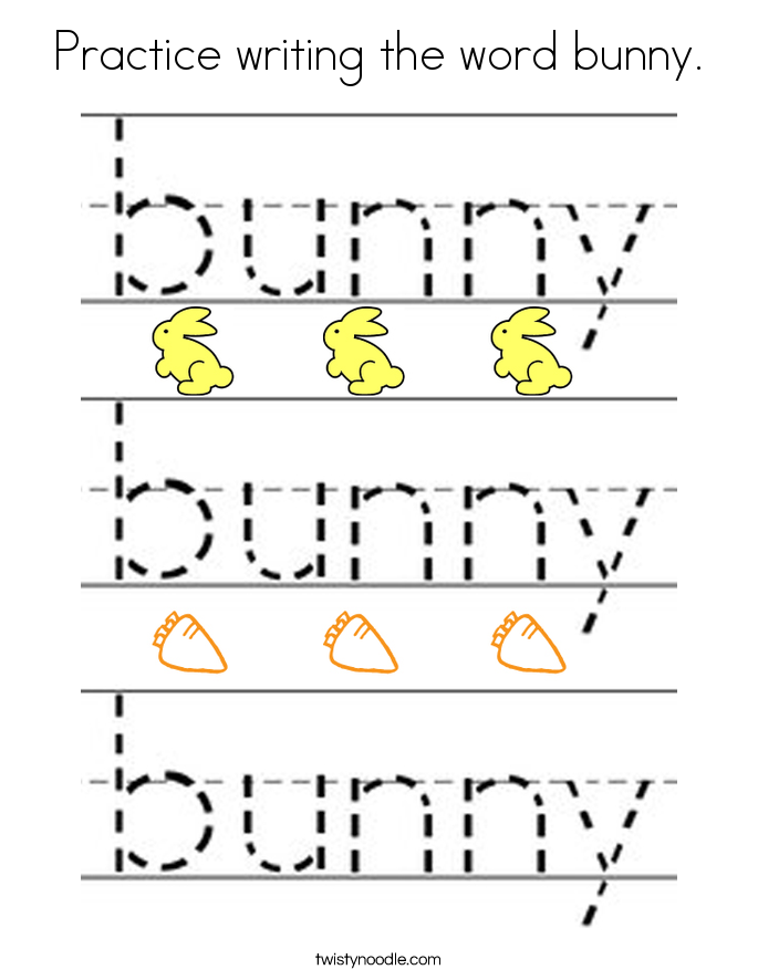 Practice writing the word bunny. Coloring Page