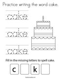 Practice writing the word cake Coloring Page