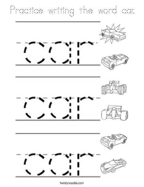 Practice writing the word car. Coloring Page