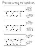 Practice writing the word car. Coloring Page