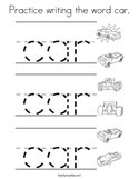 Practice writing the word car Coloring Page
