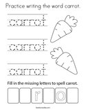 Practice writing the word carrot Coloring Page