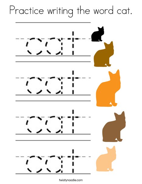 Practice writing the word cat. Coloring Page
