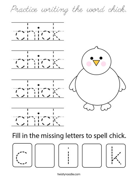 Practice writing the word chick. Coloring Page