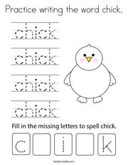 Practice writing the word chick Coloring Page