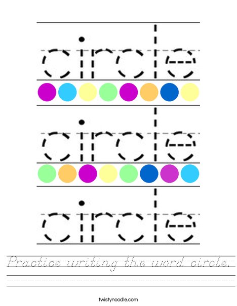 Practice writing the word circle. Worksheet