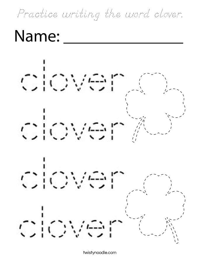 Practice writing the word clover. Coloring Page