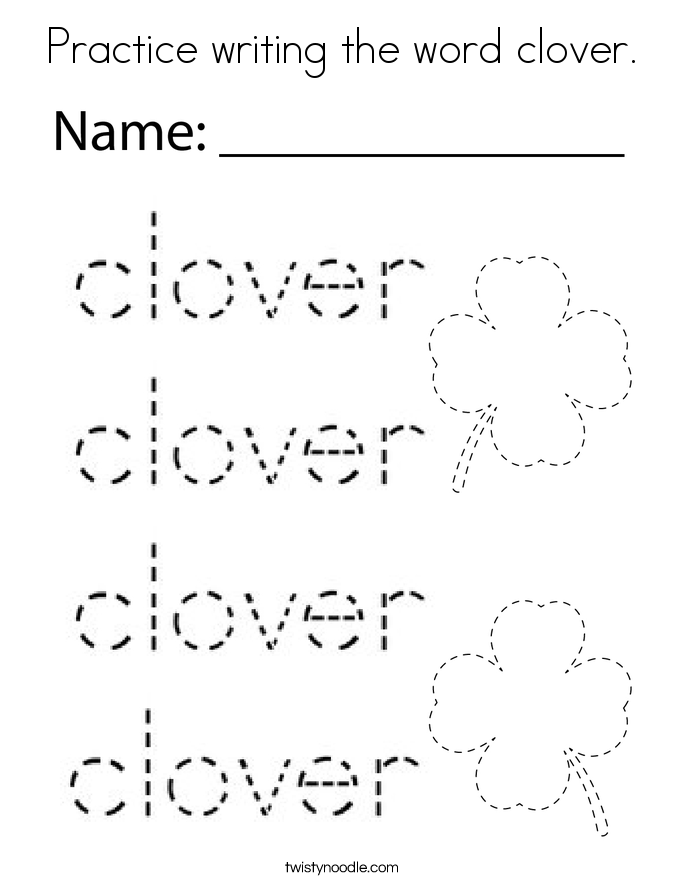 Practice writing the word clover. Coloring Page