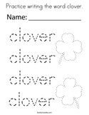 Practice writing the word clover Coloring Page
