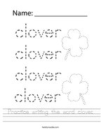 Practice writing the word clover Handwriting Sheet