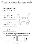 Practice writing the word crab Coloring Page