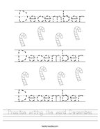 Practice writing the word December Handwriting Sheet