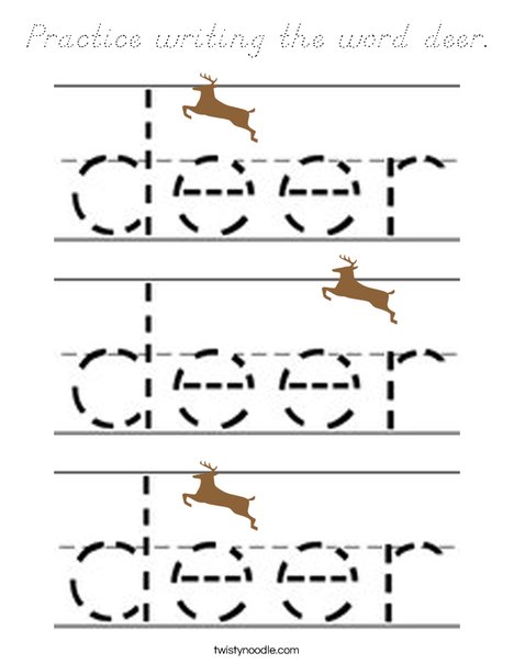 Practice writing the word deer. Coloring Page