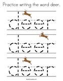 Practice writing the word deer Coloring Page