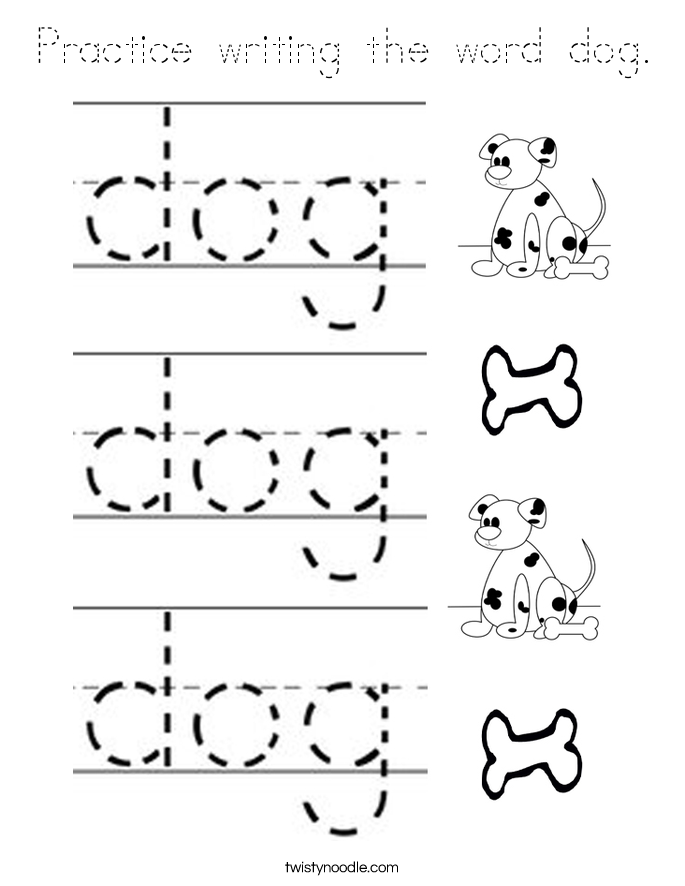 Practice writing the word dog. Coloring Page