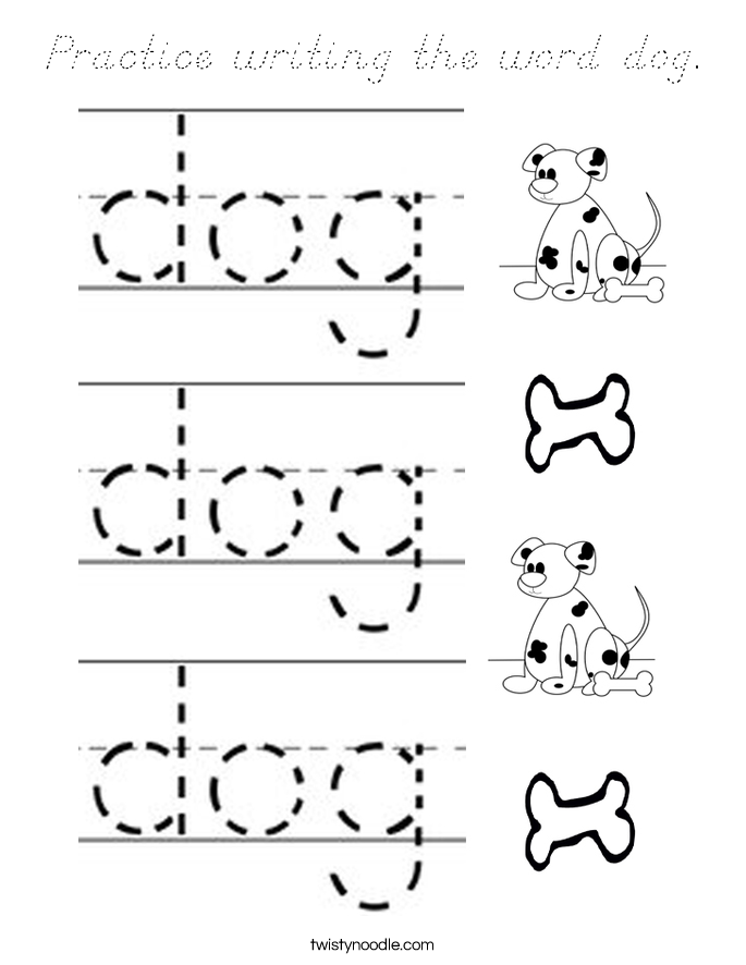 Practice writing the word dog. Coloring Page