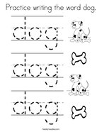 Practice writing the word dog Coloring Page