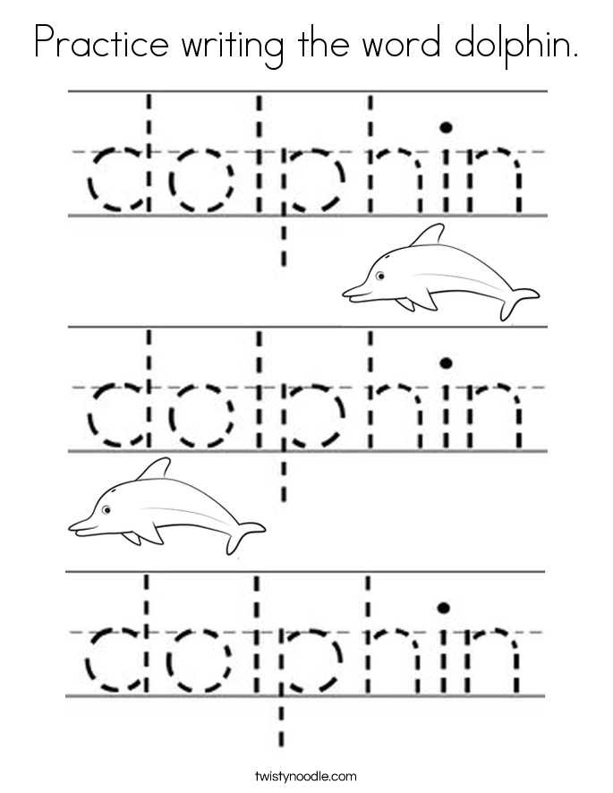 Practice writing the word dolphin. Coloring Page