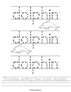 Practice writing the word dolphin Handwriting Sheet