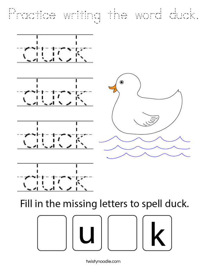 Practice writing the word duck. Coloring Page