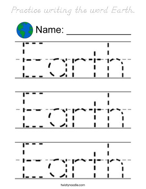 Practice writing the word Earth. Coloring Page