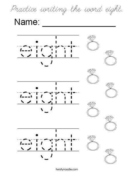 Practice writing the word eight. Coloring Page
