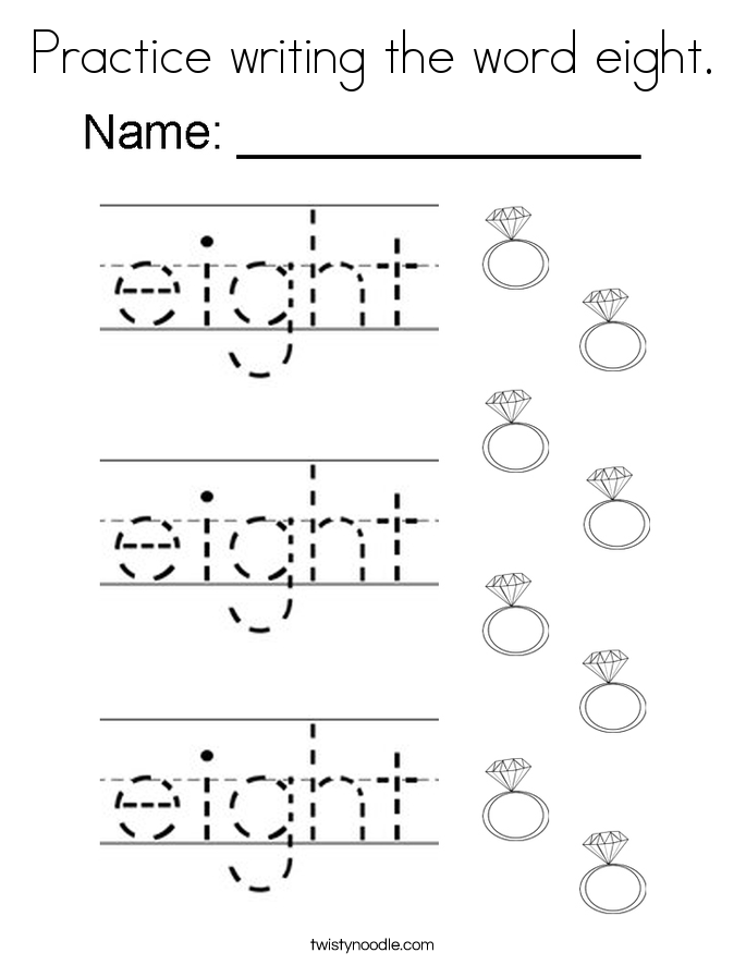Practice writing the word eight. Coloring Page
