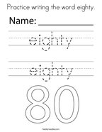 Practice writing the word eighty Coloring Page