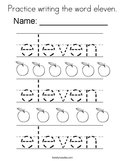 Practice writing the word eleven Coloring Page