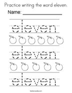 Practice writing the word eleven Coloring Page