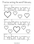 Practice writing the word February Coloring Page