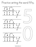 Practice writing the word fifty Coloring Page