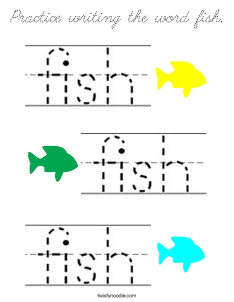 Practice writing the word fish. Coloring Page