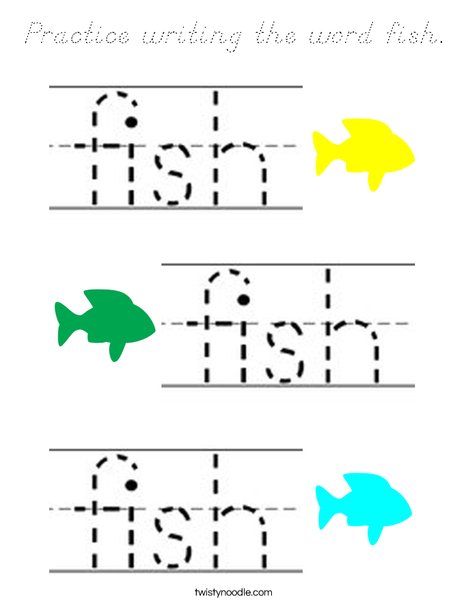 Practice writing the word fish. Coloring Page