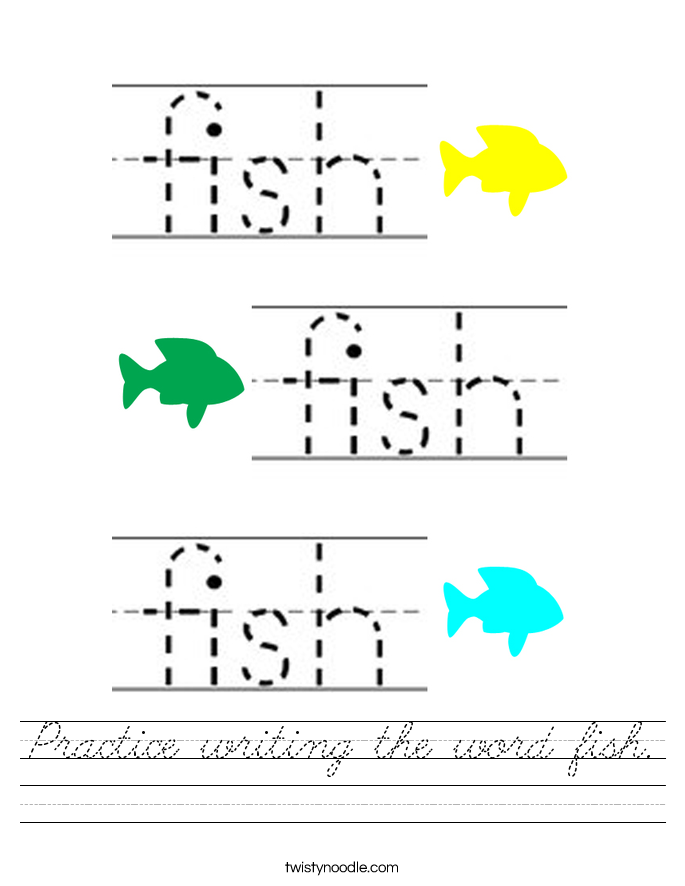 Practice writing the word fish. Worksheet