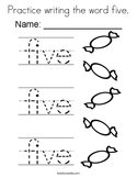 Practice writing the word five Coloring Page
