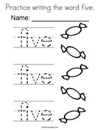Practice writing the word five Coloring Page