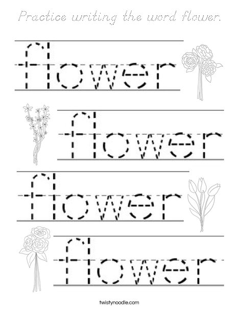 Practice writing the word flower. Coloring Page