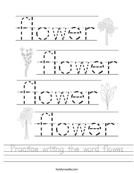 Practice writing the word flower. Worksheet