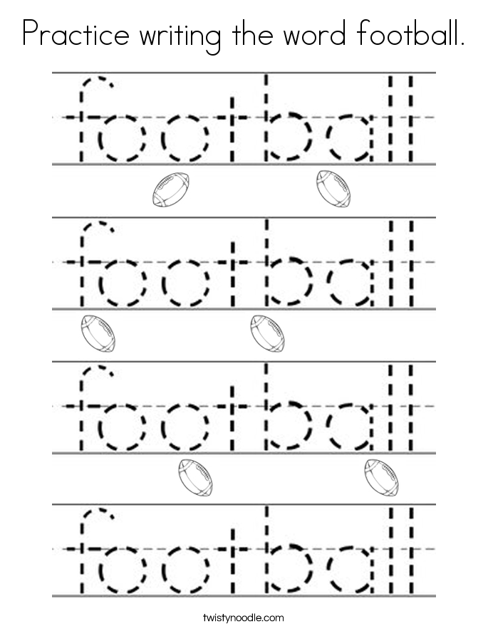 Practice writing the word football. Coloring Page