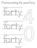Practice writing the word forty Coloring Page