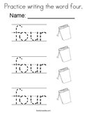 Practice writing the word four Coloring Page