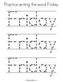 Practice writing the word Friday Coloring Page