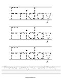 Practice writing the word Friday. Worksheet