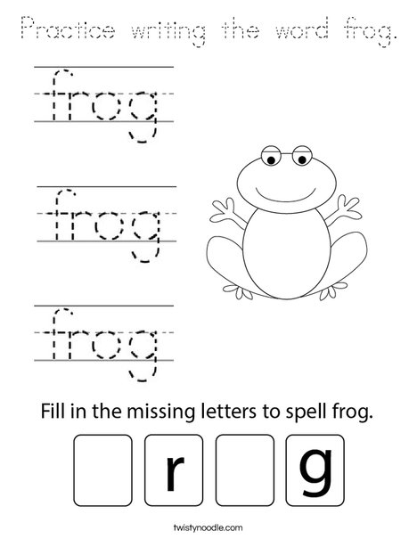 Practice writing the word frog. Coloring Page