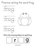Practice writing the word frog Coloring Page