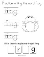 Practice writing the word frog Coloring Page