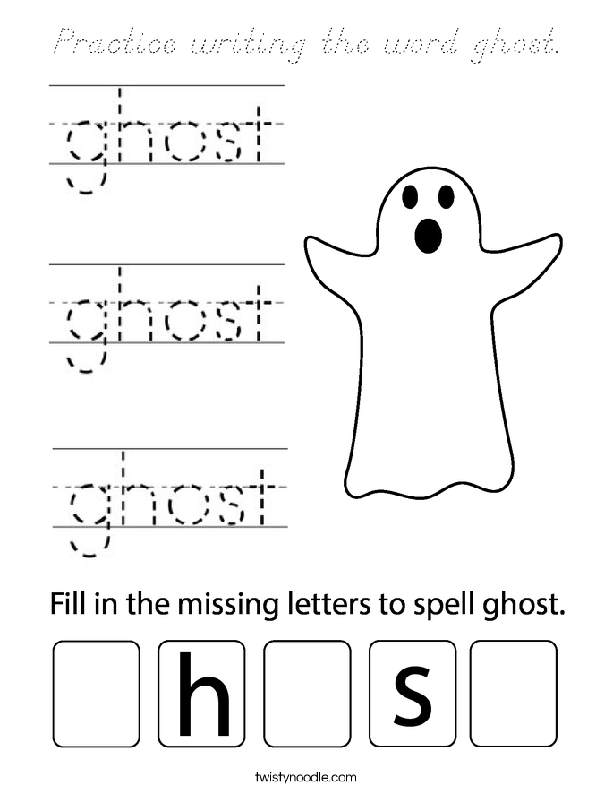 Practice writing the word ghost. Coloring Page